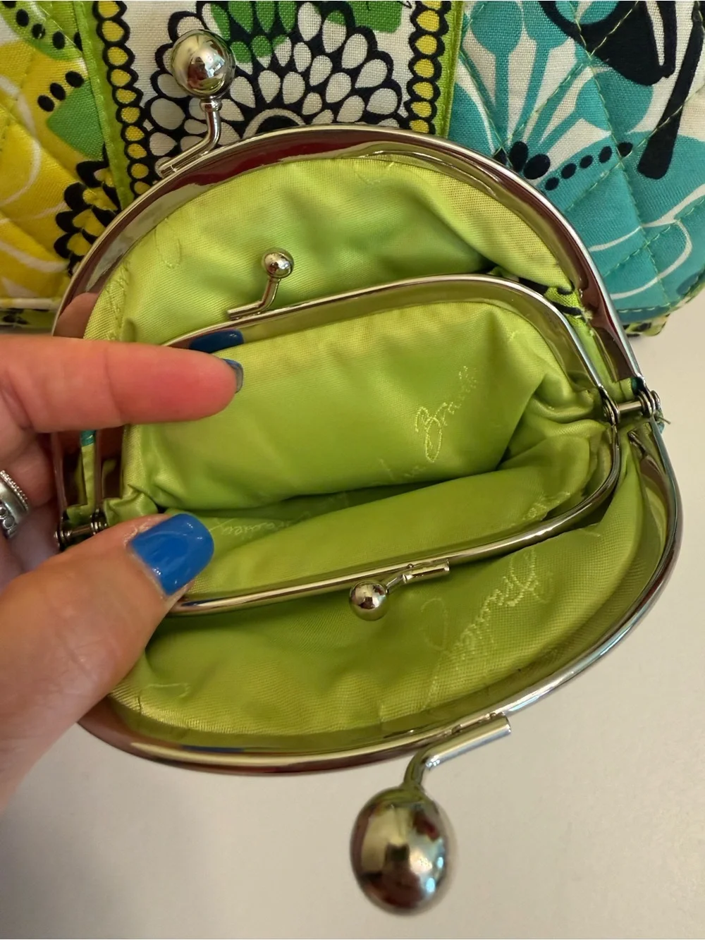 Vera Bradley Green Multi Quilted Wallet & Coin Purse Set